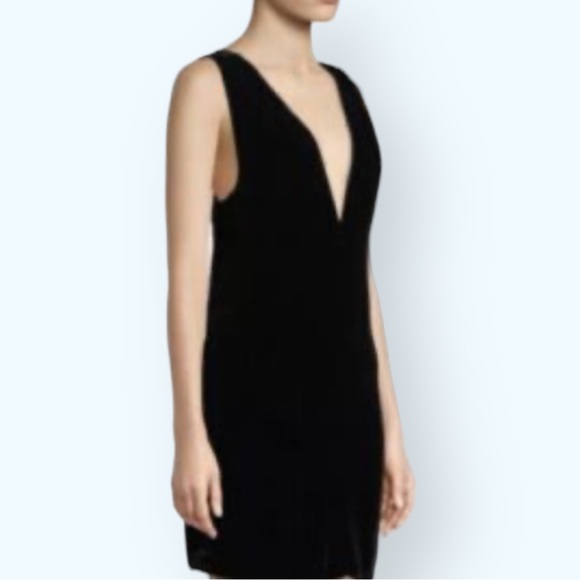 Fame & Partners x Free People The Ennis 0 / XS Black Velvet V-Neck Mini Dress - Picture 4 of 10